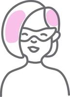 mulher com cabelo rosa curto, ilustração, vetor em um fundo branco.