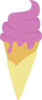 sorvete rosa em cone, ilustração, vetor em fundo branco