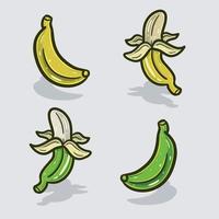 desenho de banana com duas cores diferentes. efeito simples. vetor