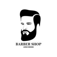 rosto de homem bonito com barba para logotipo de barbearia. ilustração vetorial vetor