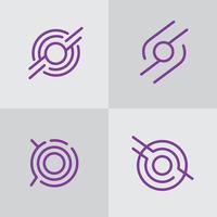 definir pacote de logotipo de arte de linha simples círculo roxo vetor premium editável