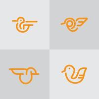 definir pacote logotipo de arte de linha simples vetor premium editável de cisne de pato laranja