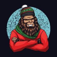 ilustração em vetor de natal de temporada de estilo de moda bigfoot