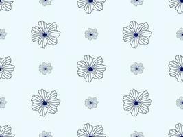 padrão perfeito de personagem de desenho animado de flores sobre fundo azul vetor