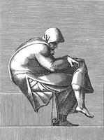 velho sentado, adamo scultori, depois de michelangelo, 1585, ilustração vintage. vetor