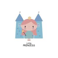 imprimir com linda princesa. ilustração vetorial em um fundo branco. para cartazes, convites, banners, impressão na embalagem, impressão em roupas, tecido, papel de parede. vetor