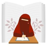 ilustração de uma escritora muçulmana vetor
