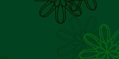 textura de doodle de vetor verde claro com flores.