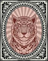 ilustração vintage tigre com estilo de gravura vetor