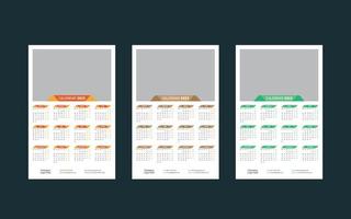 calendário de parede de uma página 2023 vetor