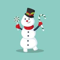 bonito boneco de neve de natal com ilustração de design de personagens de chapéu vetor