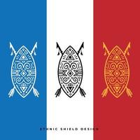 cores de escudo de padrão étnico vetor