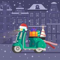 scooter de natal entregar presentes vetor