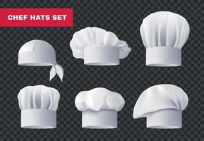 conjunto de ícones de chapéus de chef culinário realista vetor