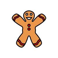 biscoito de férias de homem de gengibre ou ícone de vetor de cores planas de biscoito para aplicativos e sites de comida