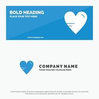 coração amor estudo educação banner de site de ícone sólido e modelo de logotipo de negócios vetor