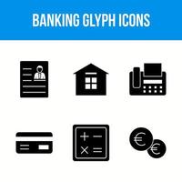 conjunto de ícones de glifo bancário e financeiro vetor