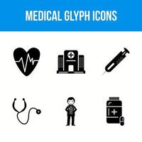 ícones de glifos médicos vetor