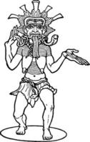 kali, ilustração vintage de deusa hindu. vetor