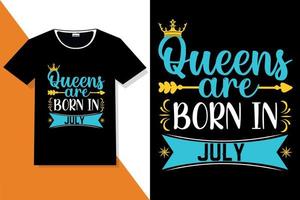 frase popular rainhas nascem em designs de camisetas vetor