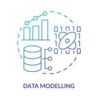 ícone de conceito gradiente azul de modelagem de dados. processo de mineração de dados idéia abstrata ilustração de linha fina. algoritmos de aprendizado de máquina. desenho de contorno isolado. vetor
