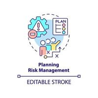 ícone do conceito de gerenciamento de risco de planejamento. lidar com riscos potenciais idéia abstrata ilustração de linha fina. possíveis problemas. desenho de contorno isolado. traço editável. vetor
