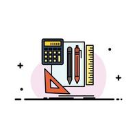 modelo de banner de vetor de ícone de linha plana de negócios de caneta de calculadora de livro estacionário