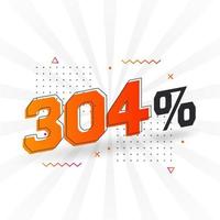 promoção de banner de marketing de desconto 304. 304 por cento de design promocional de vendas. vetor