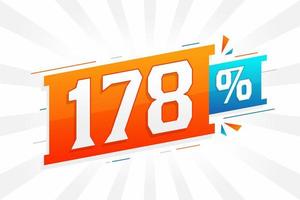 promoção de banner de marketing de 178 descontos. 178 por cento de design promocional de vendas. vetor