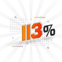 promoção de banner de marketing de 113 descontos. 113 por cento de design promocional de vendas. vetor