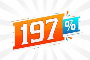 promoção de banner de marketing de 197 descontos. 197 por cento de design promocional de vendas. vetor