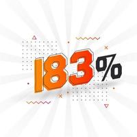 promoção de banner de marketing de 183 descontos. 183 por cento de design promocional de vendas. vetor