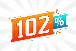 Promoção de banner de marketing de 102 descontos. 102 por cento de design promocional de vendas. vetor