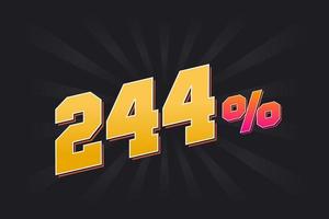 244 banner de desconto com fundo escuro e texto amarelo. 244 por cento de design promocional de vendas. vetor