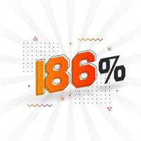 promoção de banner de marketing de 186 descontos. 186 por cento de design promocional de vendas. vetor