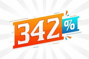 342 promoção de banner de marketing de desconto. 342 por cento de design promocional de vendas. vetor