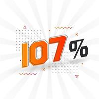 107 desconto promoção de banner de marketing. 107 por cento de design promocional de vendas. vetor