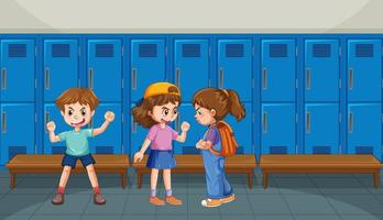 bullying escolar com personagens de desenhos animados de estudantes vetor
