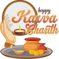 design de banner feliz dia de karva chauth vetor