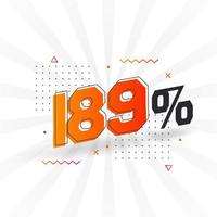 promoção de banner de marketing de 189 descontos. 189 por cento de design promocional de vendas. vetor