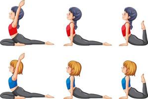 conjunto de posturas de ioga vetor