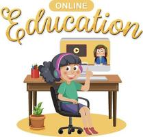 educação online com personagem de desenho animado vetor