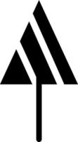 árvore triângulo preto com duas linhas através dele, ilustração, vetor em fundo branco.