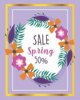 venda de primavera, evento de liquidação oferta coroa de flores natureza banner vetor
