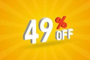 49% de desconto no design de campanha promocional especial 3D. 49 de desconto em oferta 3d para venda e marketing. vetor