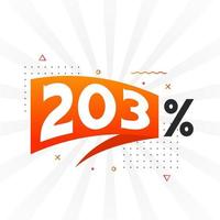 promoção de banner de marketing de desconto 203. 203 por cento de design promocional de vendas. vetor