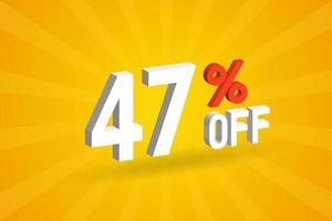 47% de desconto no design de campanha promocional especial 3D. 47 off oferta de desconto 3d para venda e marketing. vetor