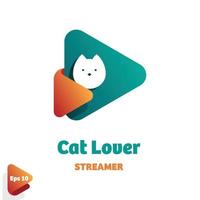 logotipo de streamer de amante de gatos vetor