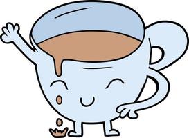 personagem de desenho animado xícara de chá derramado vetor