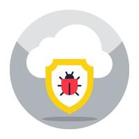 ícone de segurança de nuvem infectado, vetor editável